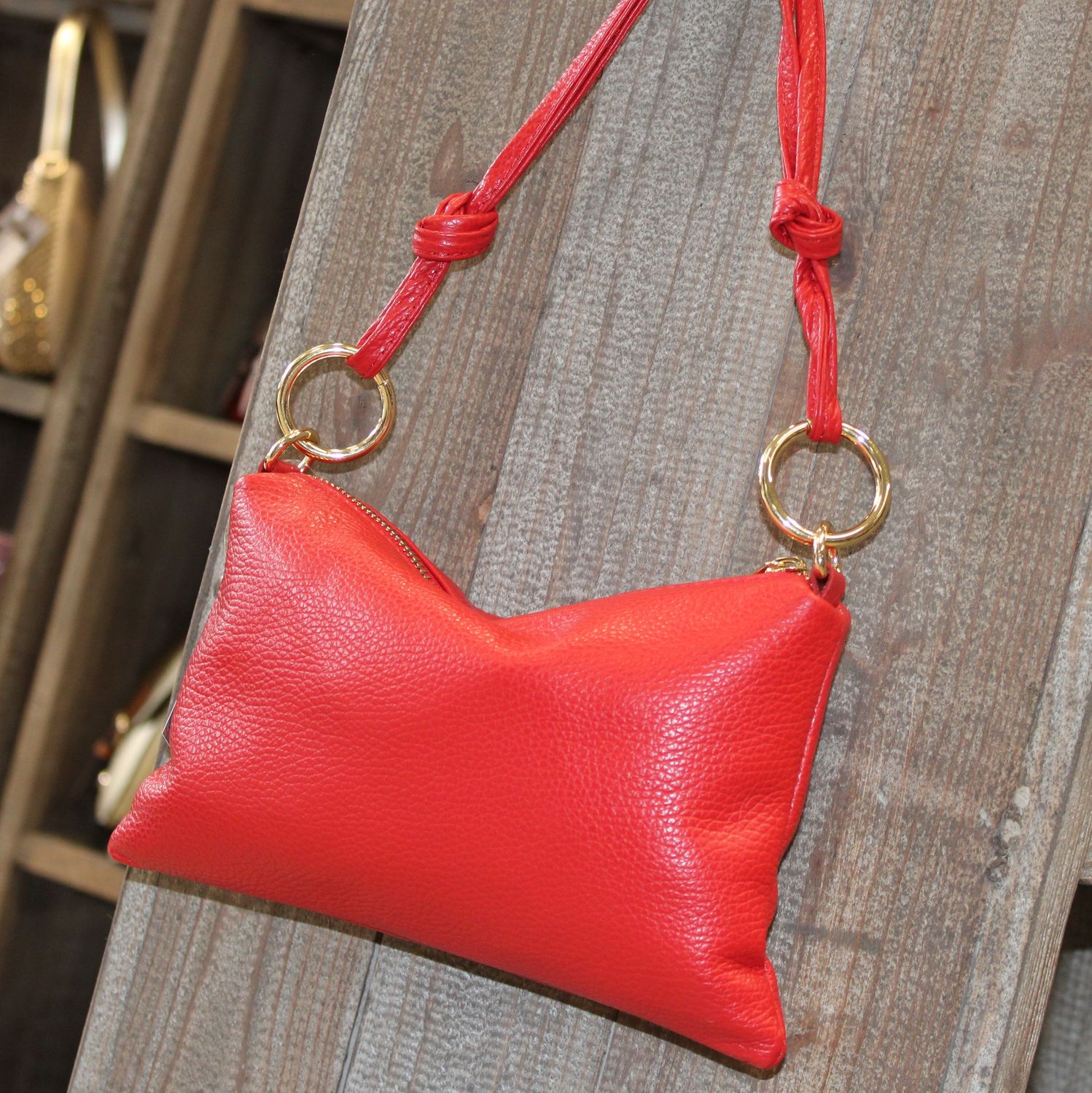 Sac en cuir grainé rouge