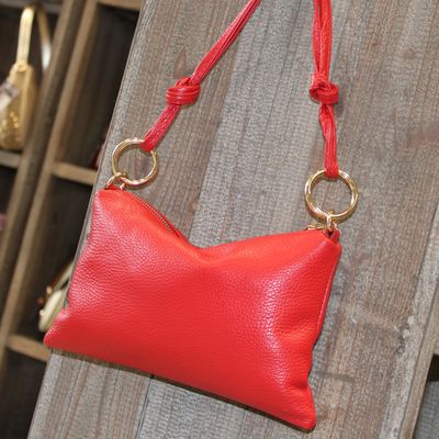 Sac en cuir grainé rouge