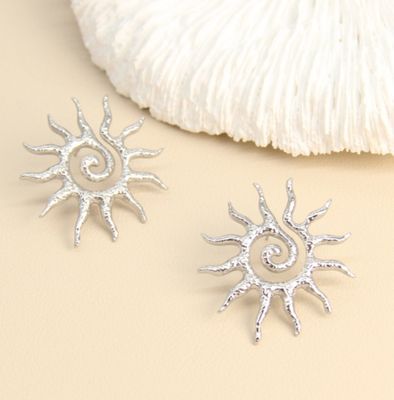 Boucles d’oreilles soleil en acier inoxydable martelé