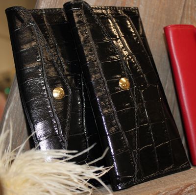 Porte carte en cuir noir