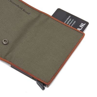Porte carte SABANA en cuir cognac et nylon kaki