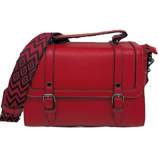 Sac bandoulière rouge à double attaches avec large bandoulière