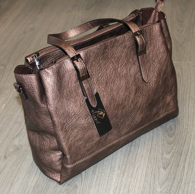 Grand sac cabas en similicuir bronze