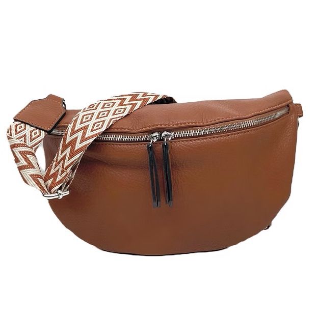 Sac banane en similicuir cognac