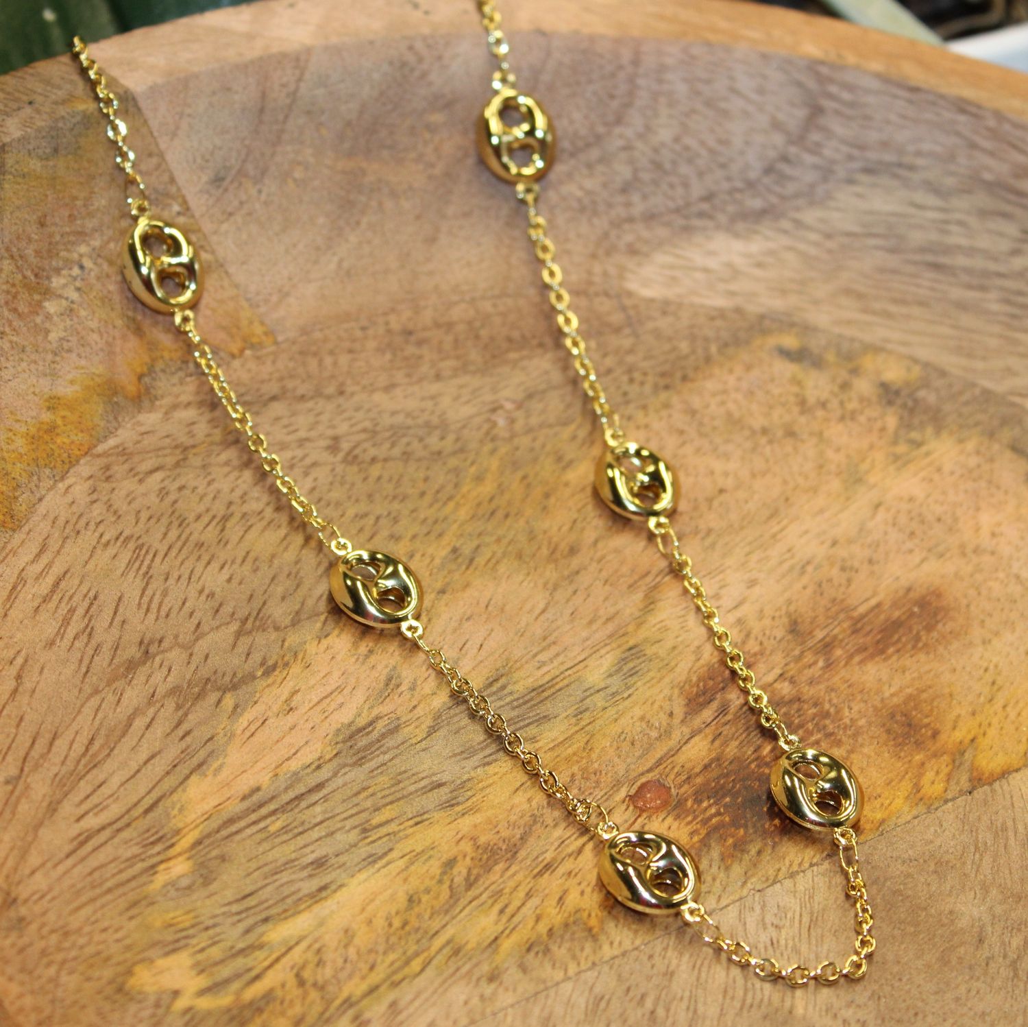 Collier graine de café en acier inoxydable