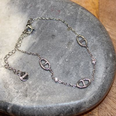 Bracelet de mailles marine en acier inoxydable et strass