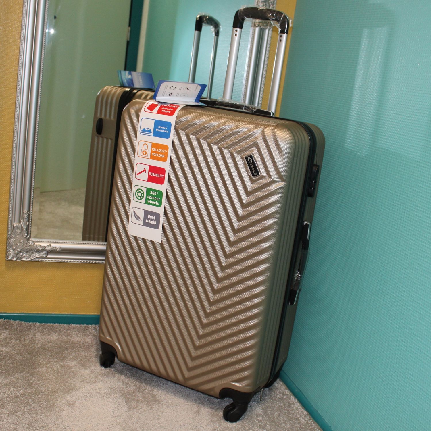 Grande valise en ABS champagne