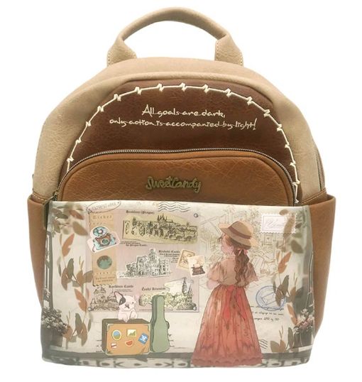 Sac à dos SWEET CANDY en similicuir beige