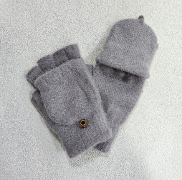 Mitaines grises à capuchon pour femme