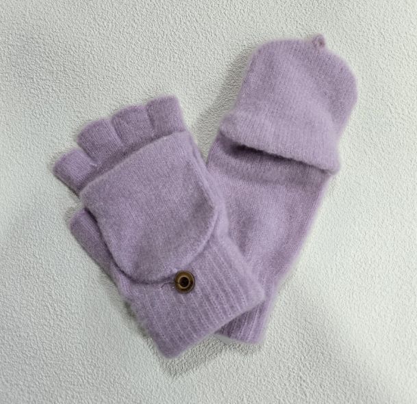 Mitaines lilas à capuchon pour femme