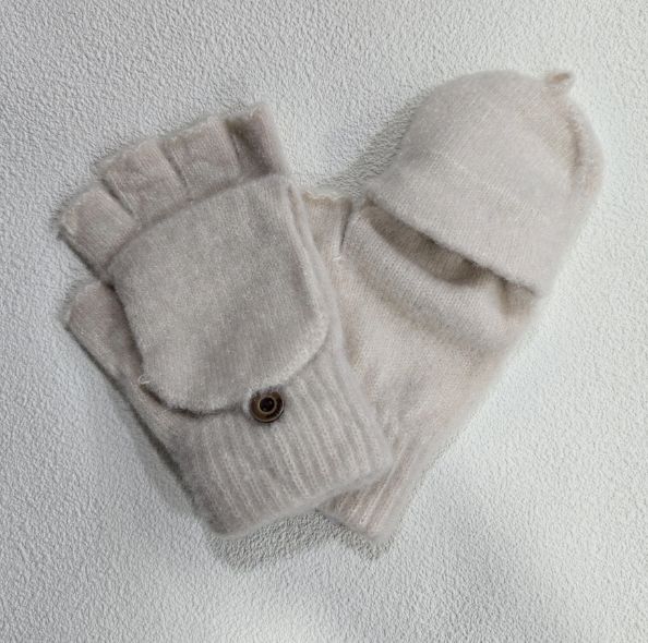 Mitaines à capuchon beige pour femme