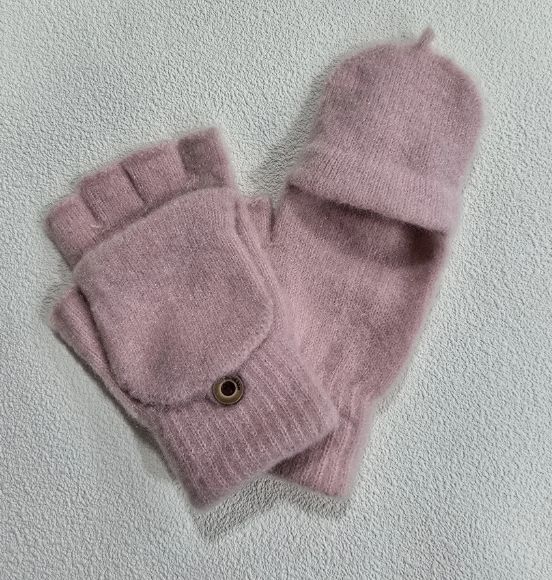 Mitaines rose pâle à capuchon pour femme