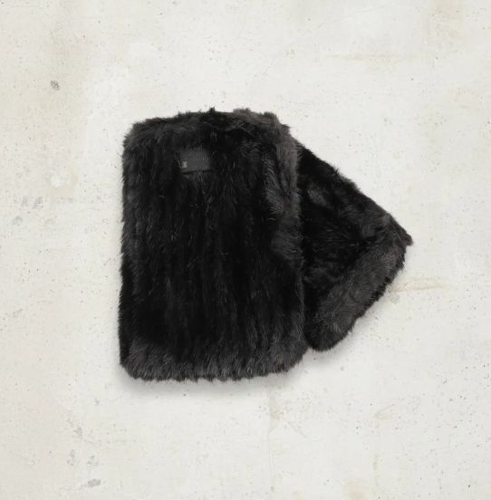 Mitaines en fourrure synthétique - Noir