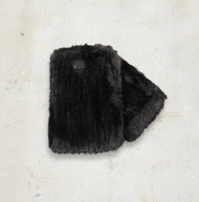 Mitaines en fourrure synthétique - Noir