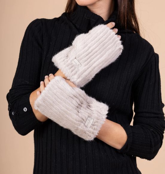 Mitaines en fourrure synthétique - Gris