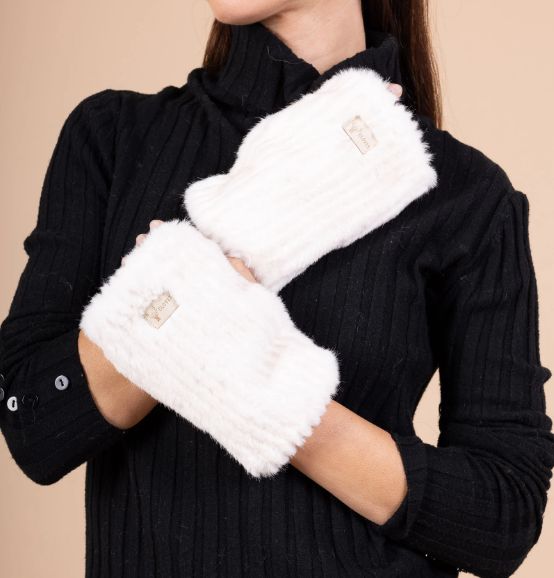 Mitaines en fourrure synthétique - Blanc cassé