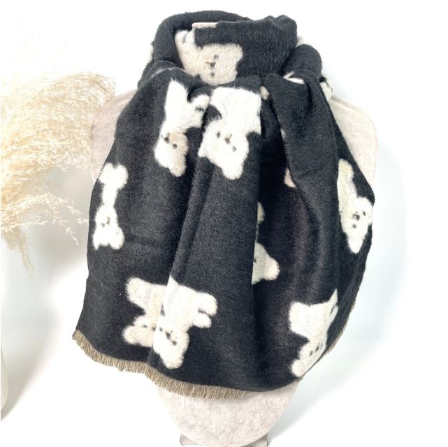 Echarpe noir à imprimés oursons