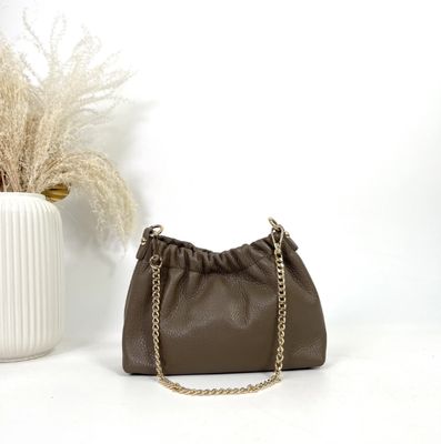 Petit sac bourse porté épaule/bandoulière - Taupe