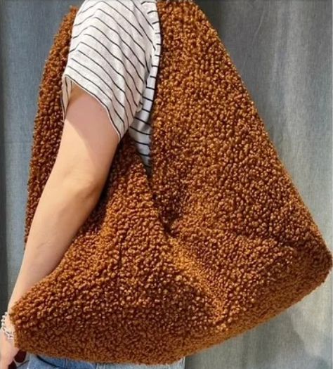 Sac épaule en moumoute - Cognac