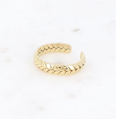 Bague réglable en acier doré effet épi