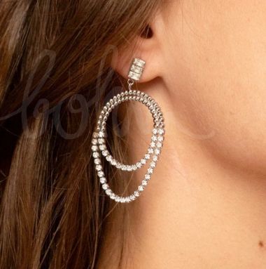 Boucles pendantes en acier avec cristaux et chaînes rivières