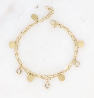 Bracelet 2 rangs en acier inoxydable doré