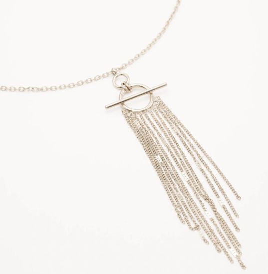 Sautoir en acier avec anneau barre et chaînes pendantes