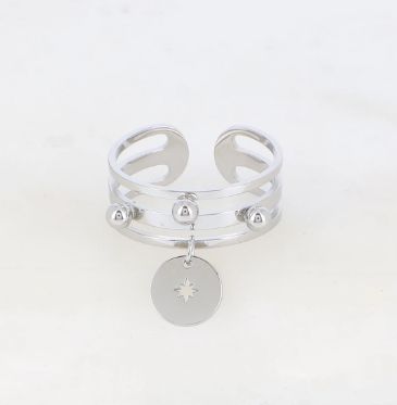 Bague breloque réglable en acier