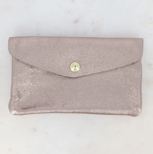 Grand porte monnaie en cuir métallisé - Bronze