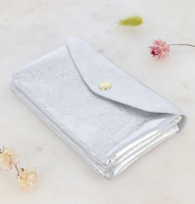 Grand porte monnaie en cuir métallisé - Argenté