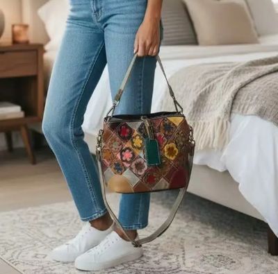 Sac à main en cuir à fleurs - Couleurs aléatoires