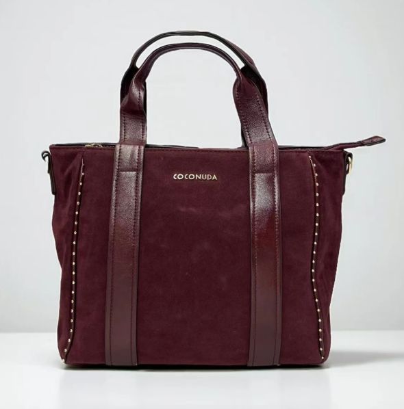 Sac à main/bandoulière en similicuir bordeaux