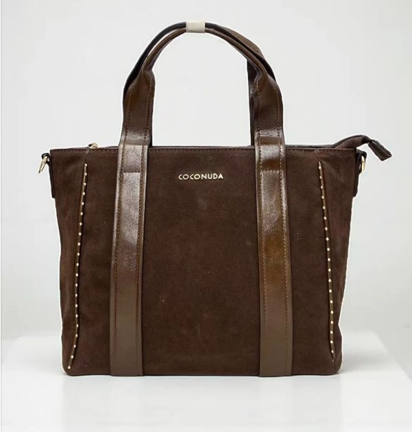 Sac à main/bandoulière en similicuir marron foncé