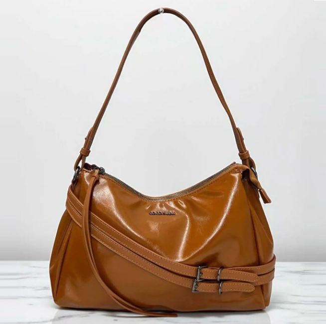 Sac porté épaule/bandoulière en similicuir marron