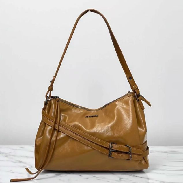 Sac porté épaule/bandoulière en similicuir camel