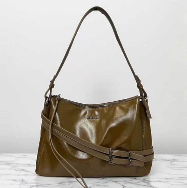 Sac porté épaule/bandoulière en similicuir kaki