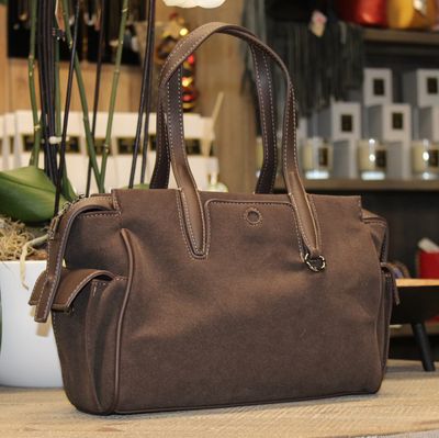 sac à main polochon marron foncé