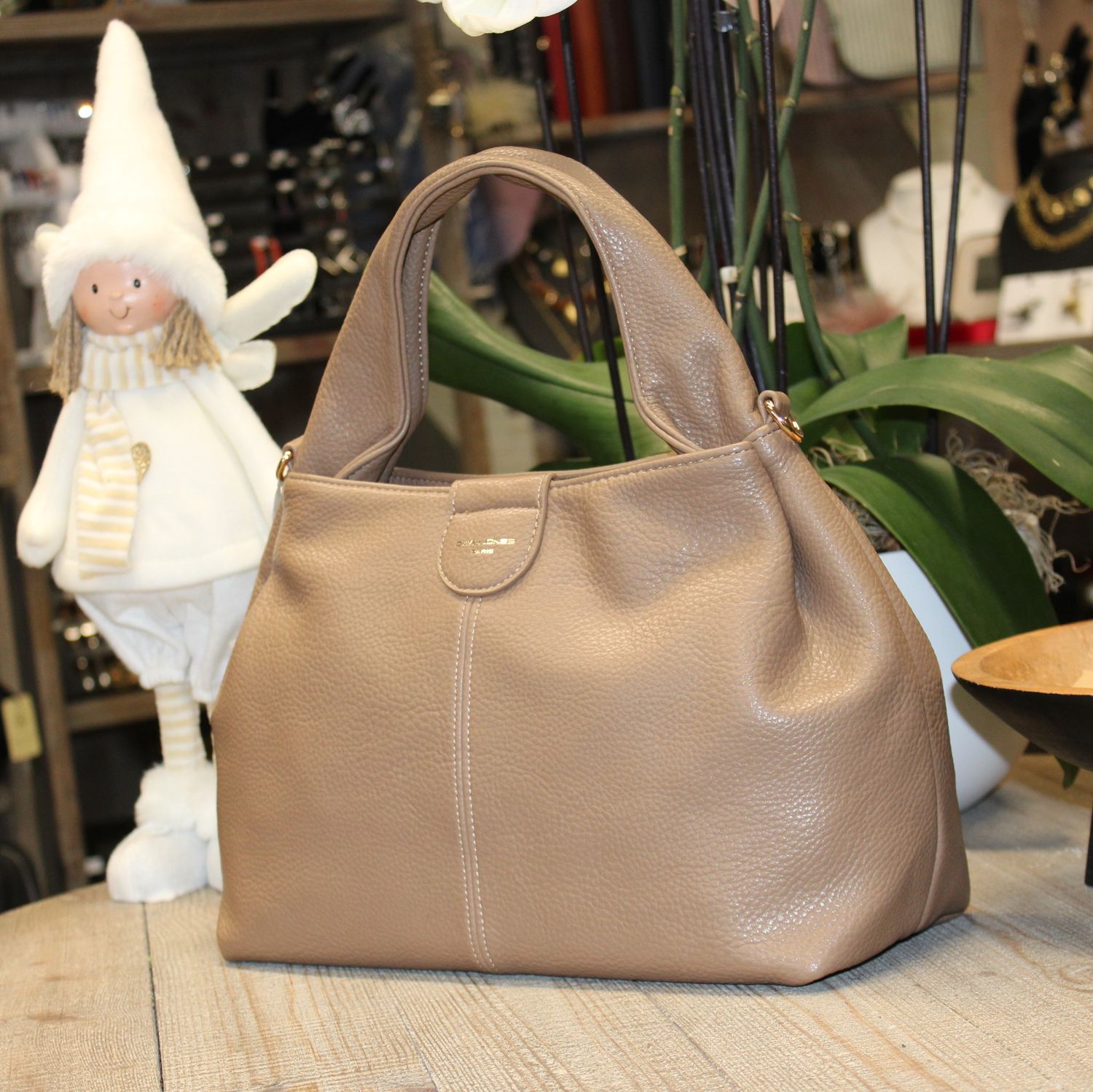 Sac tendance en similicuir taupe