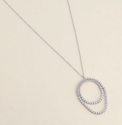 Sautoir en acier avec pendentif de 2 chaînes rivières pendantes