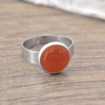 Bague réglable avec pierre d'AGATE ROUGE