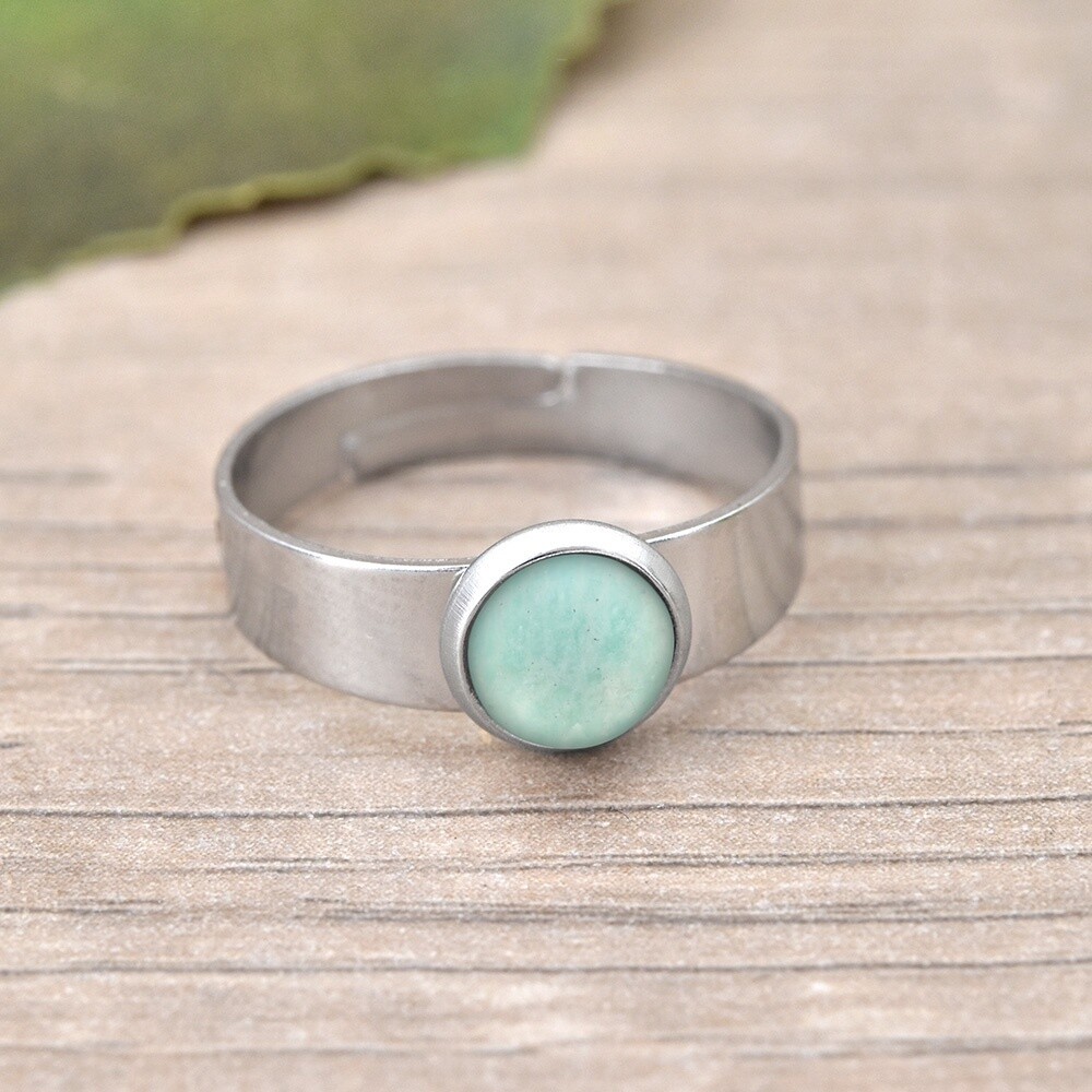 Bague réglable avec pierre d'AMAZONITE