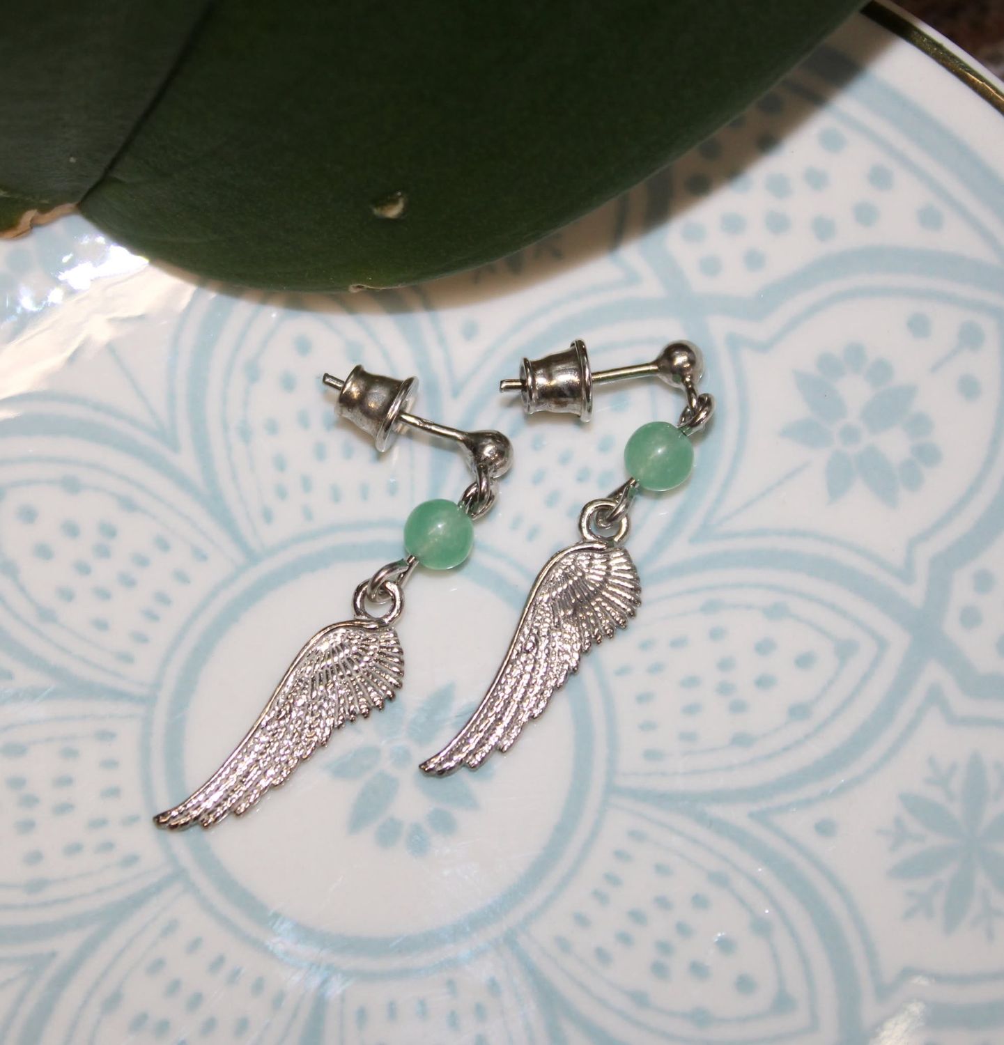 . Boucles d'oreilles en argent et pierre naturelle .
