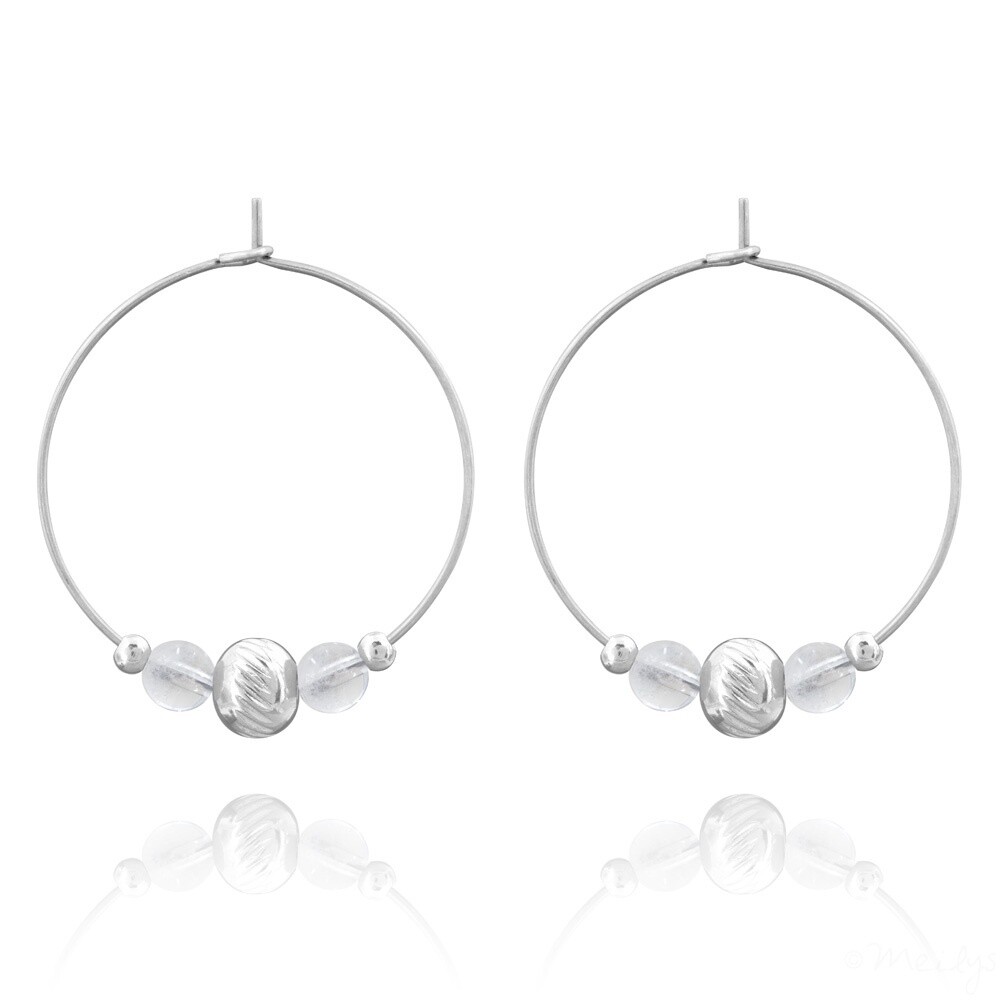 - Boucles d'oreilles en acier et pierres naturelles