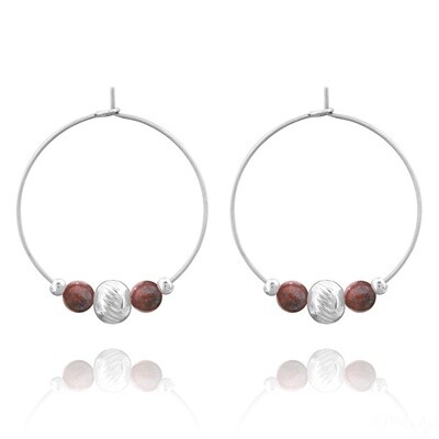 -Boucles d'oreilles en  acier et pierres naturelles