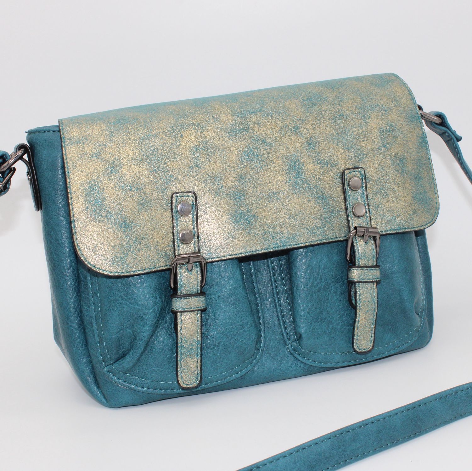 Sac bandoulière bleu pétrole (grand format)