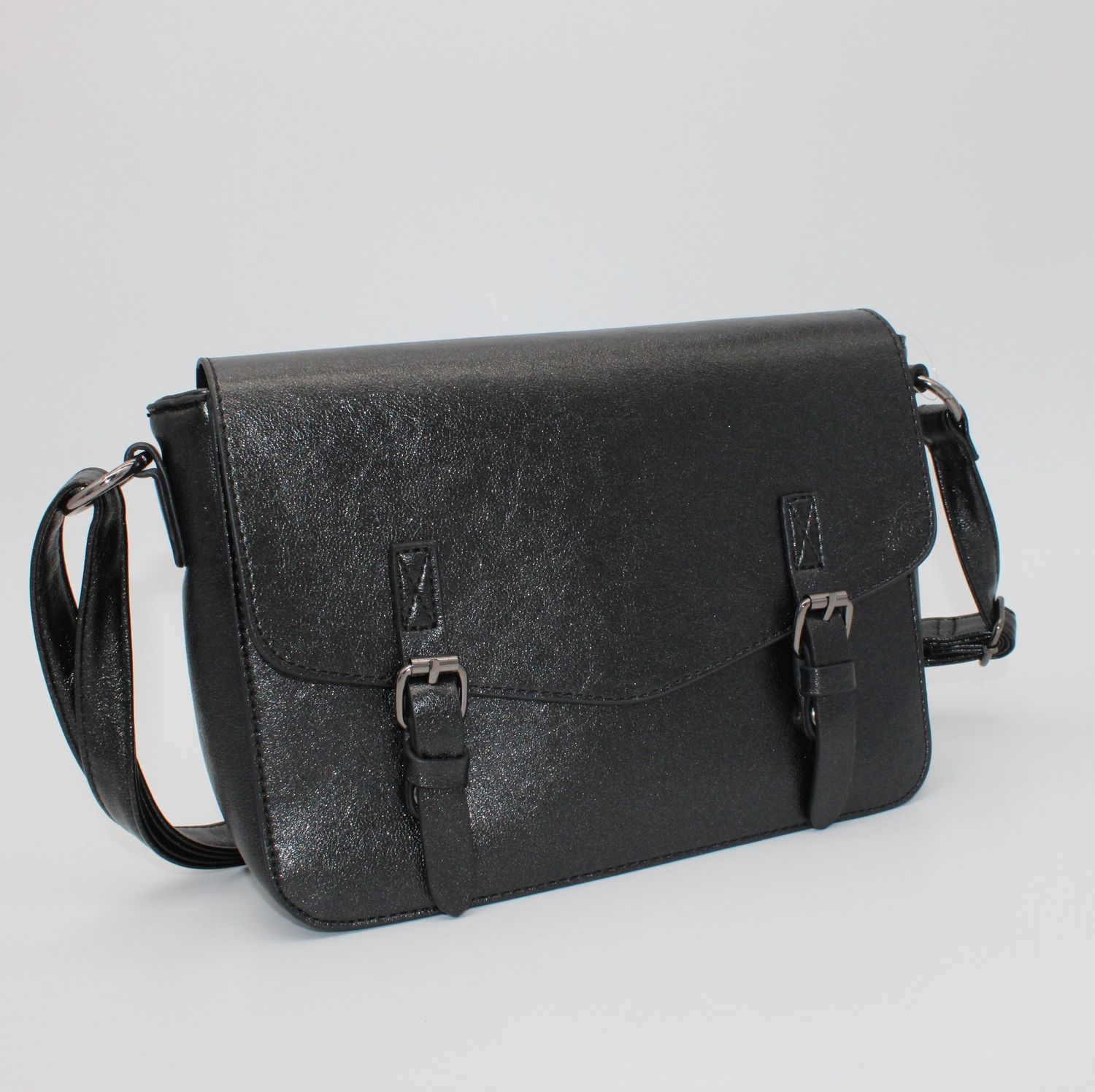 Sac bandoulière noir métallisé