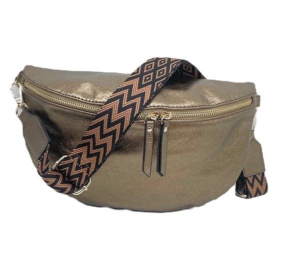 Grand sac bandoulière bronze métallisé