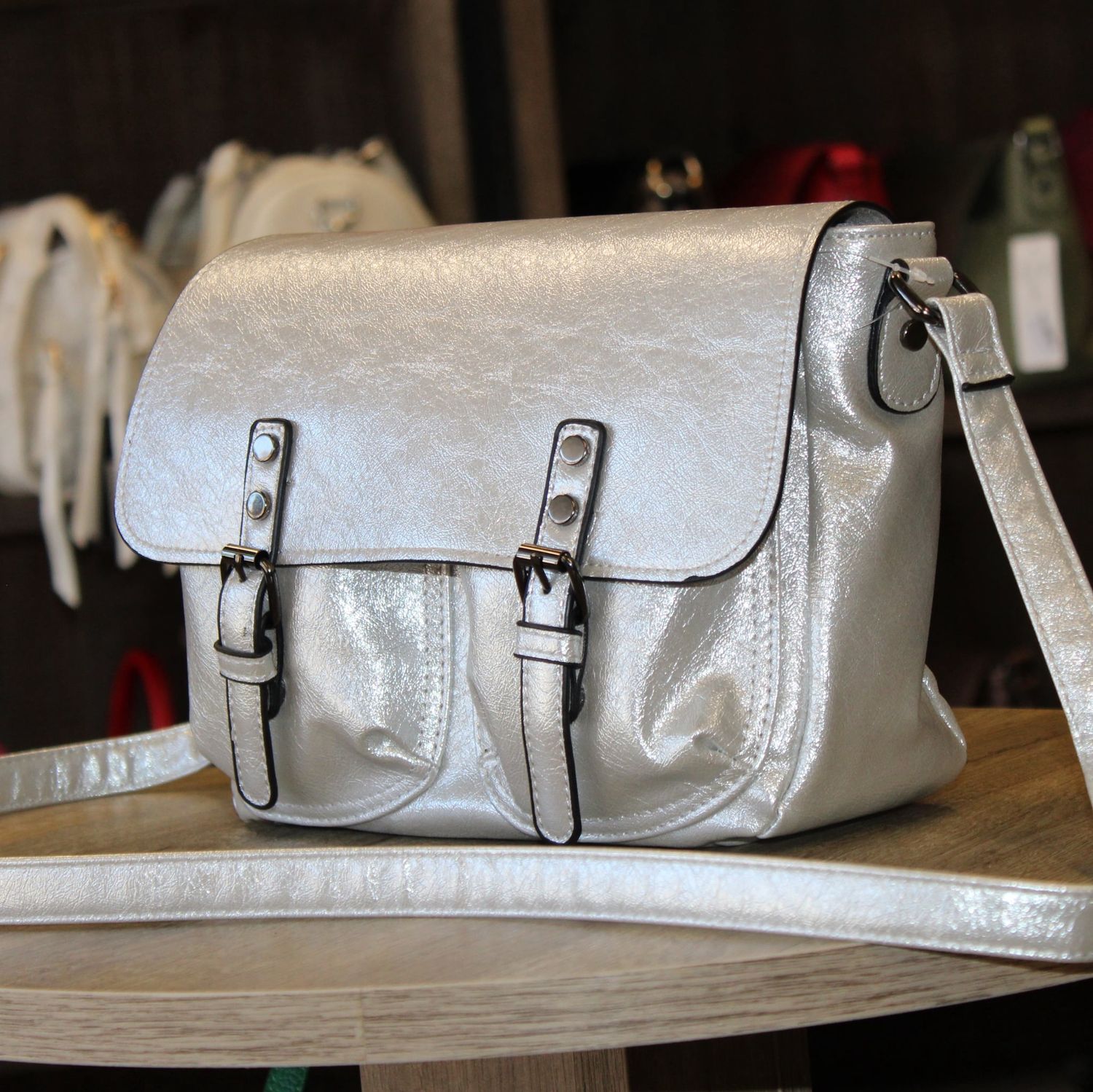 Sac bandoulière argenté (grand format)