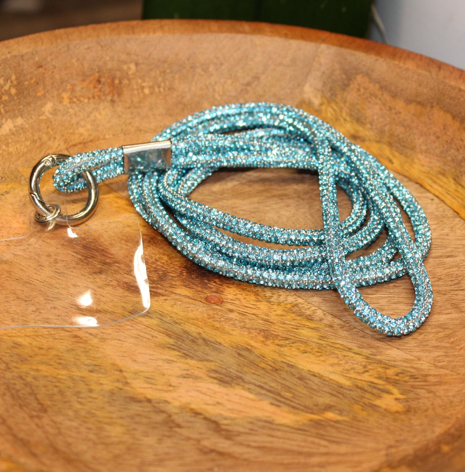 Bandoulière en strass turquoise pour téléphone