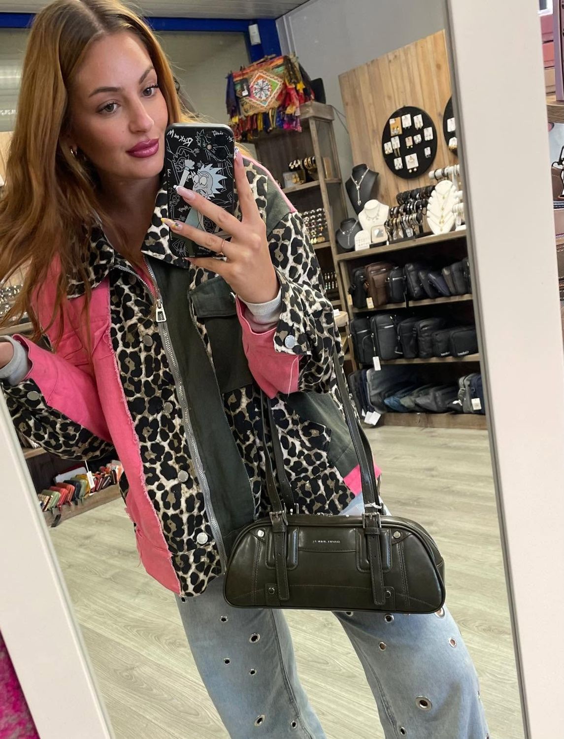 Sac polochon en cuir synthétique kaki